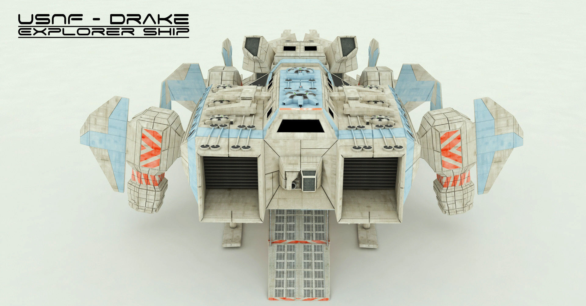 Explorer Class Space ship Low-poly 3D model_9