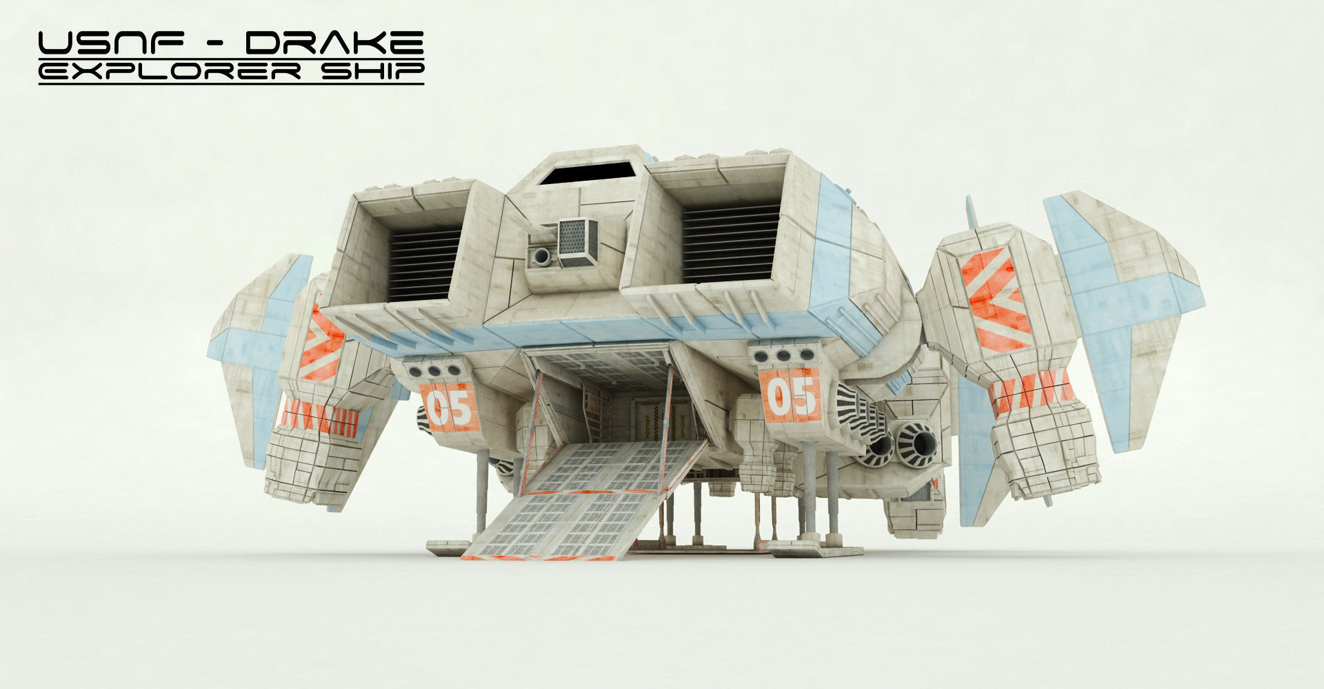 Explorer Class Space ship Low-poly 3D model_1