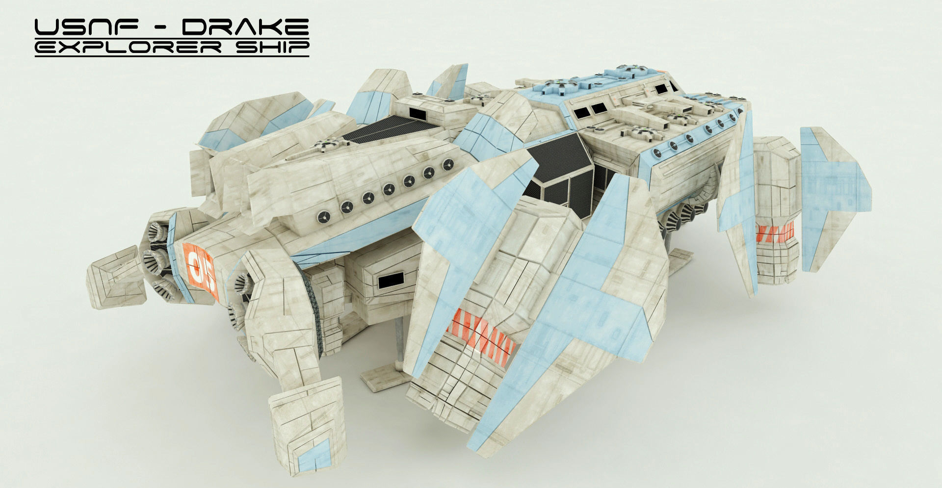 Explorer Class Space ship Low-poly 3D model_2