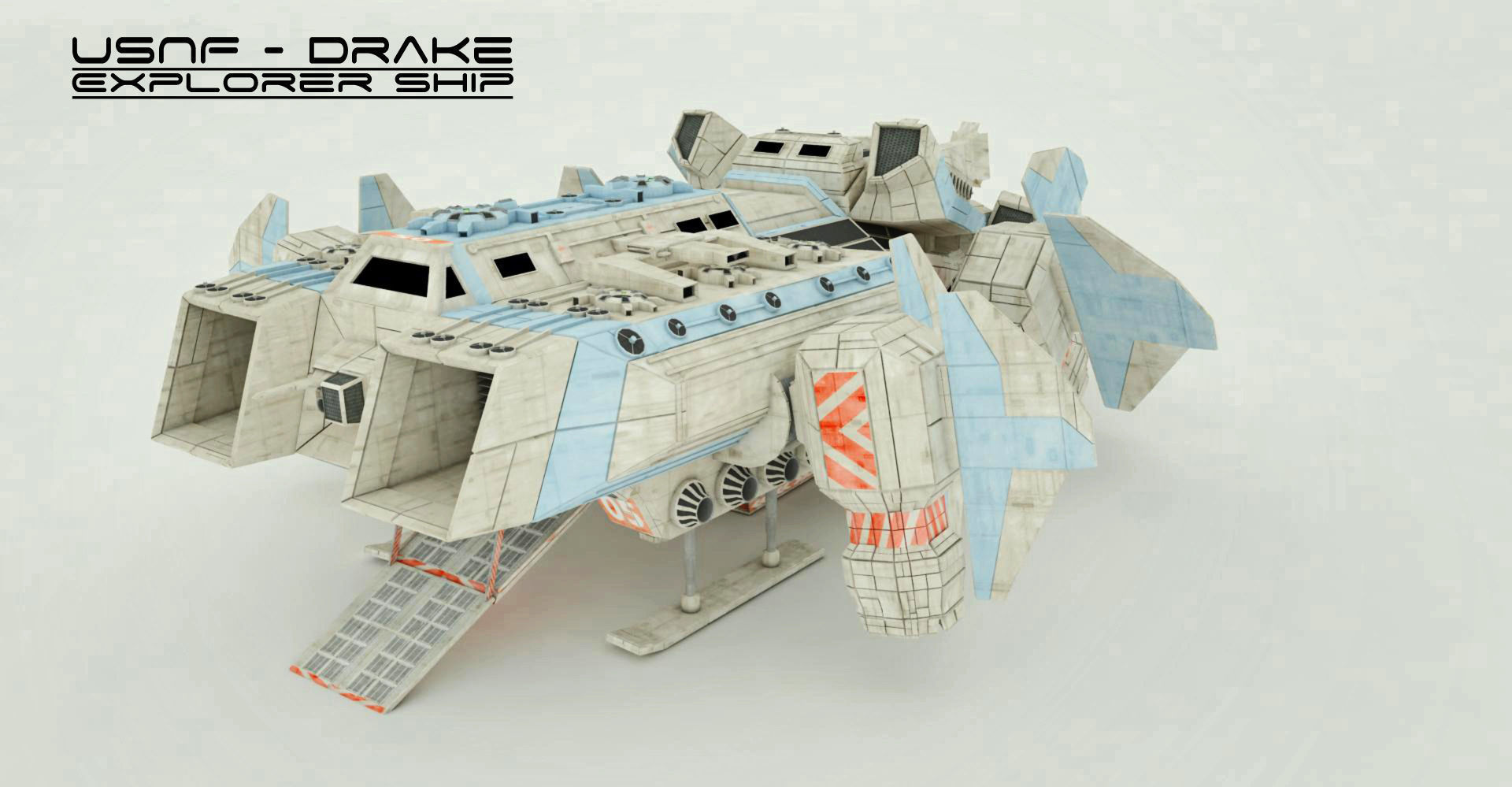 Explorer Class Space ship Low-poly 3D model_12
