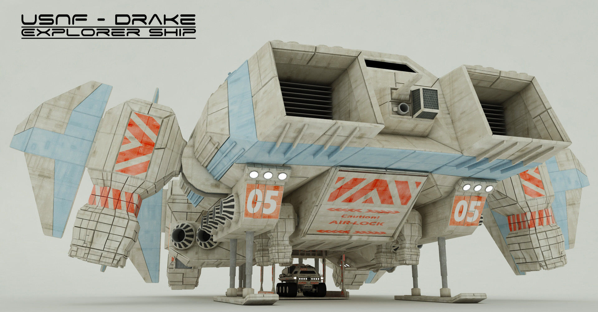Explorer Class Space ship Low-poly 3D model_5