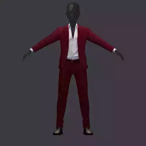 subdivision 3d model avatar cost shirt pants brown white Low-poly 3D model
