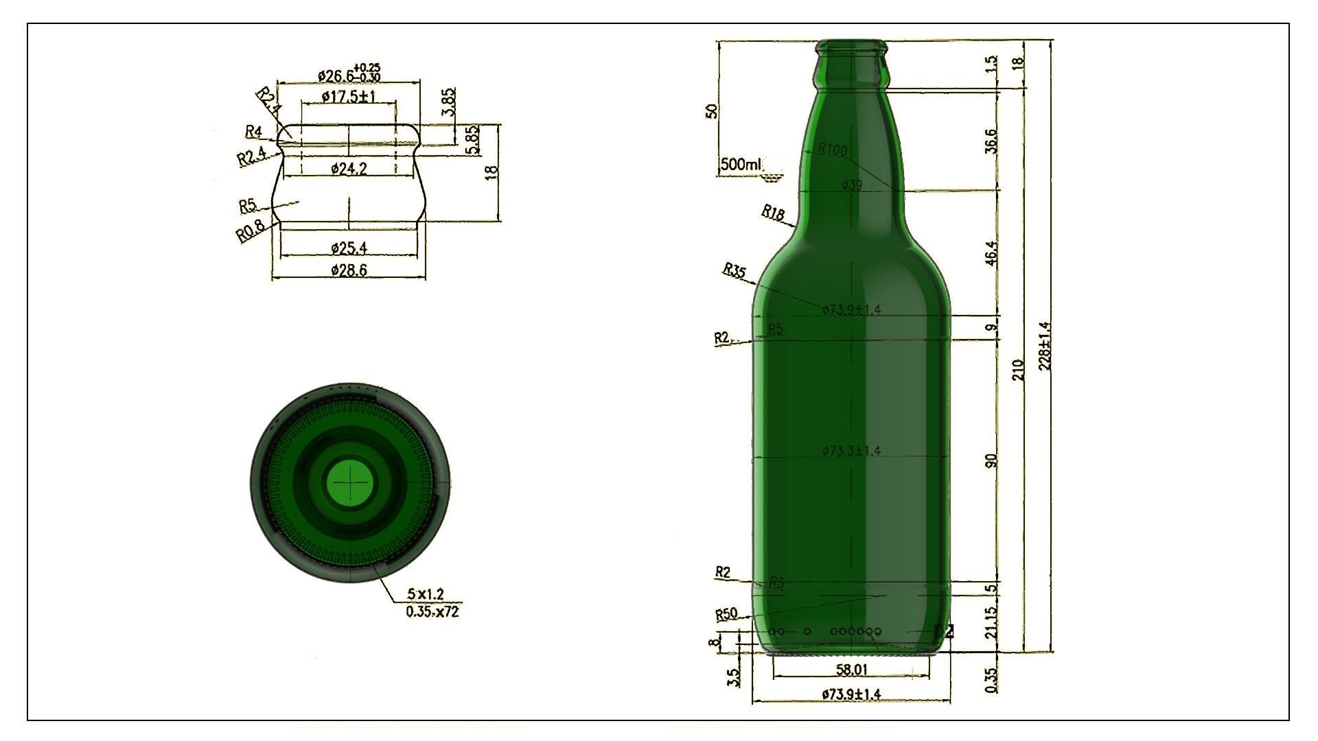 Beer bottle 3D print model_1