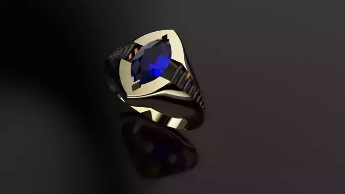 11x6mm marquee gold ring with black accents 3D print model