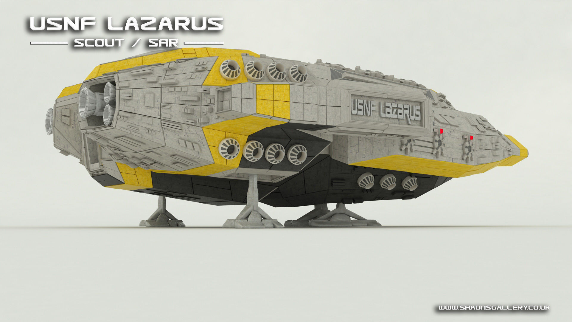 USNF Lazarus Spaceship with full Interior Low-poly 3D model_22