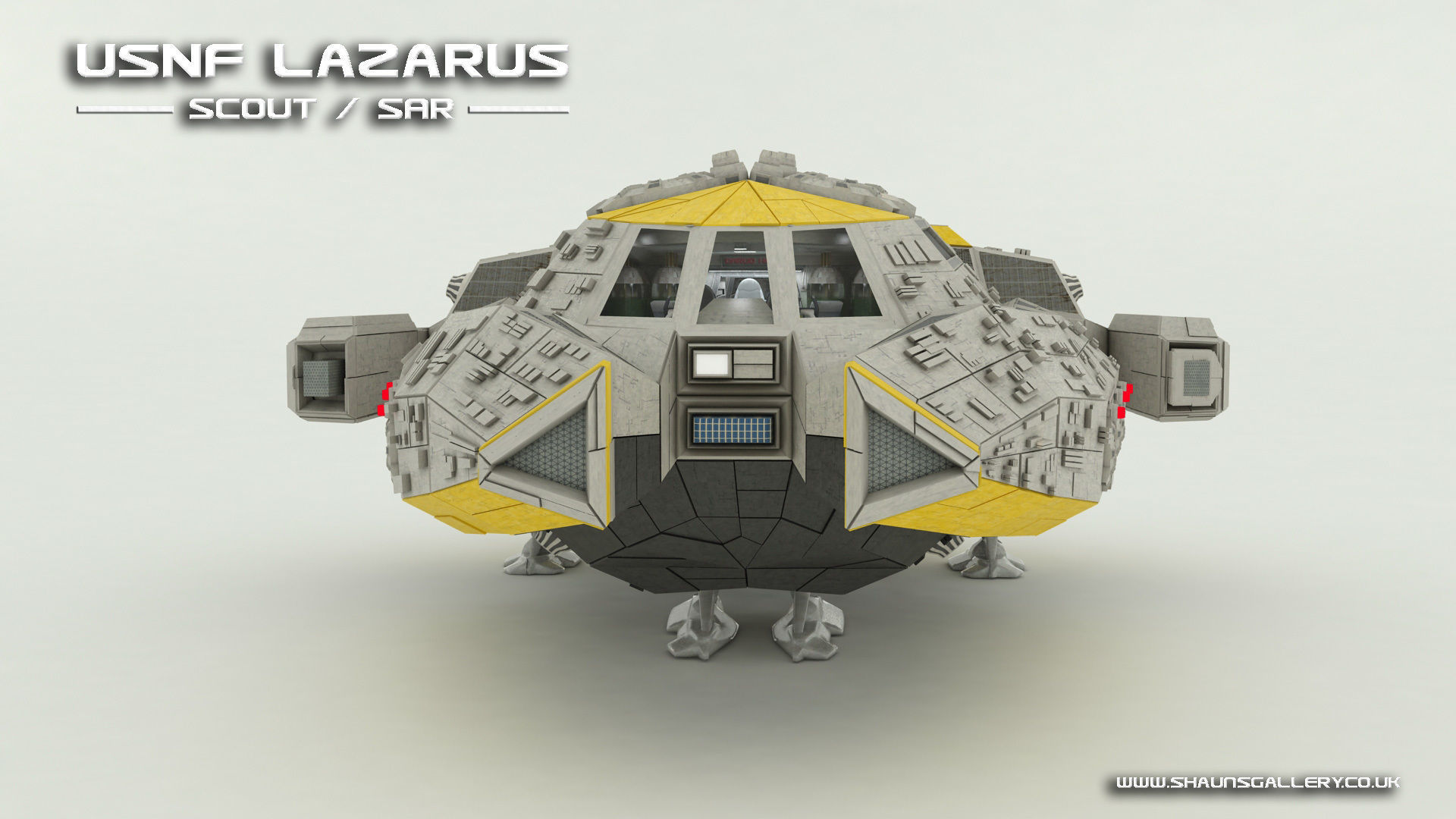 USNF Lazarus Spaceship with full Interior Low-poly 3D model_7