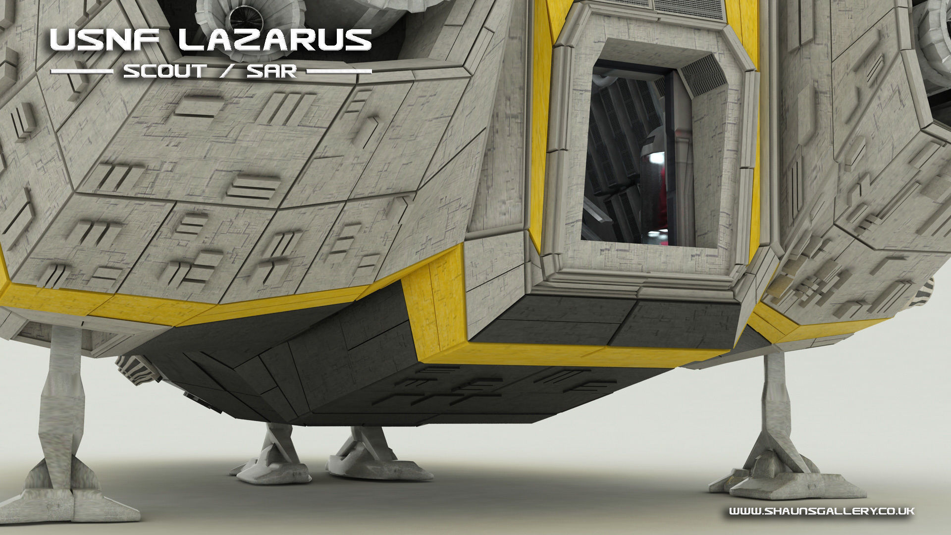 USNF Lazarus Spaceship with full Interior Low-poly 3D model_18