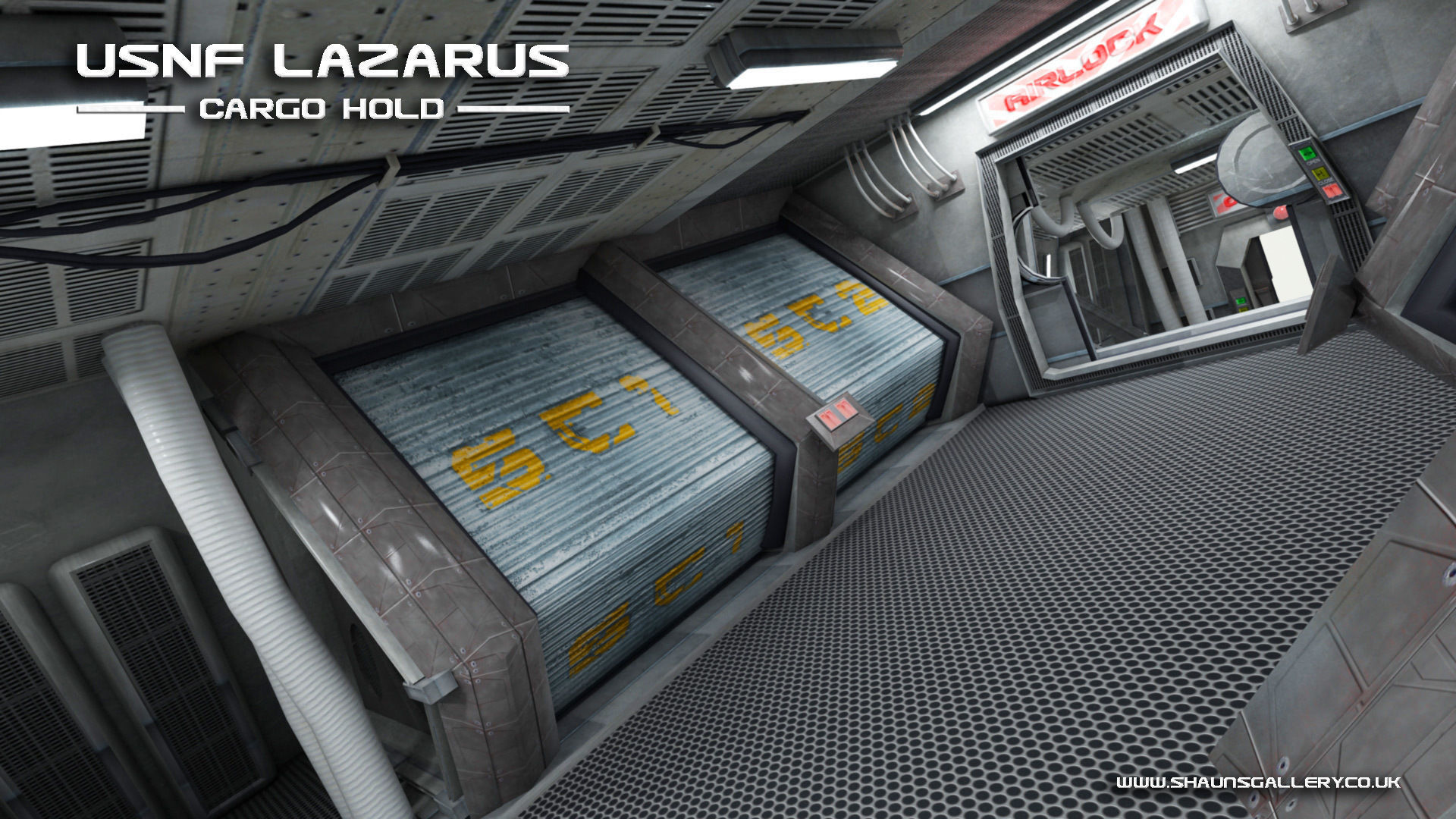 USNF Lazarus Spaceship with full Interior Low-poly 3D model_9