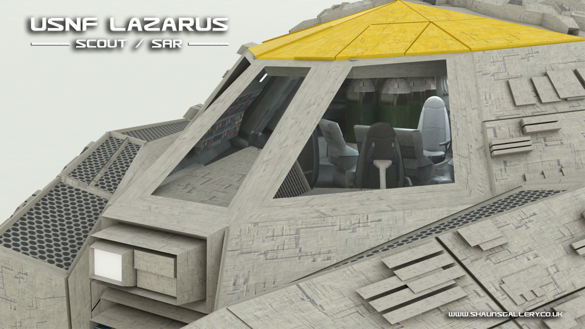 USNF Lazarus Spaceship with full Interior Low-poly 3D model_20