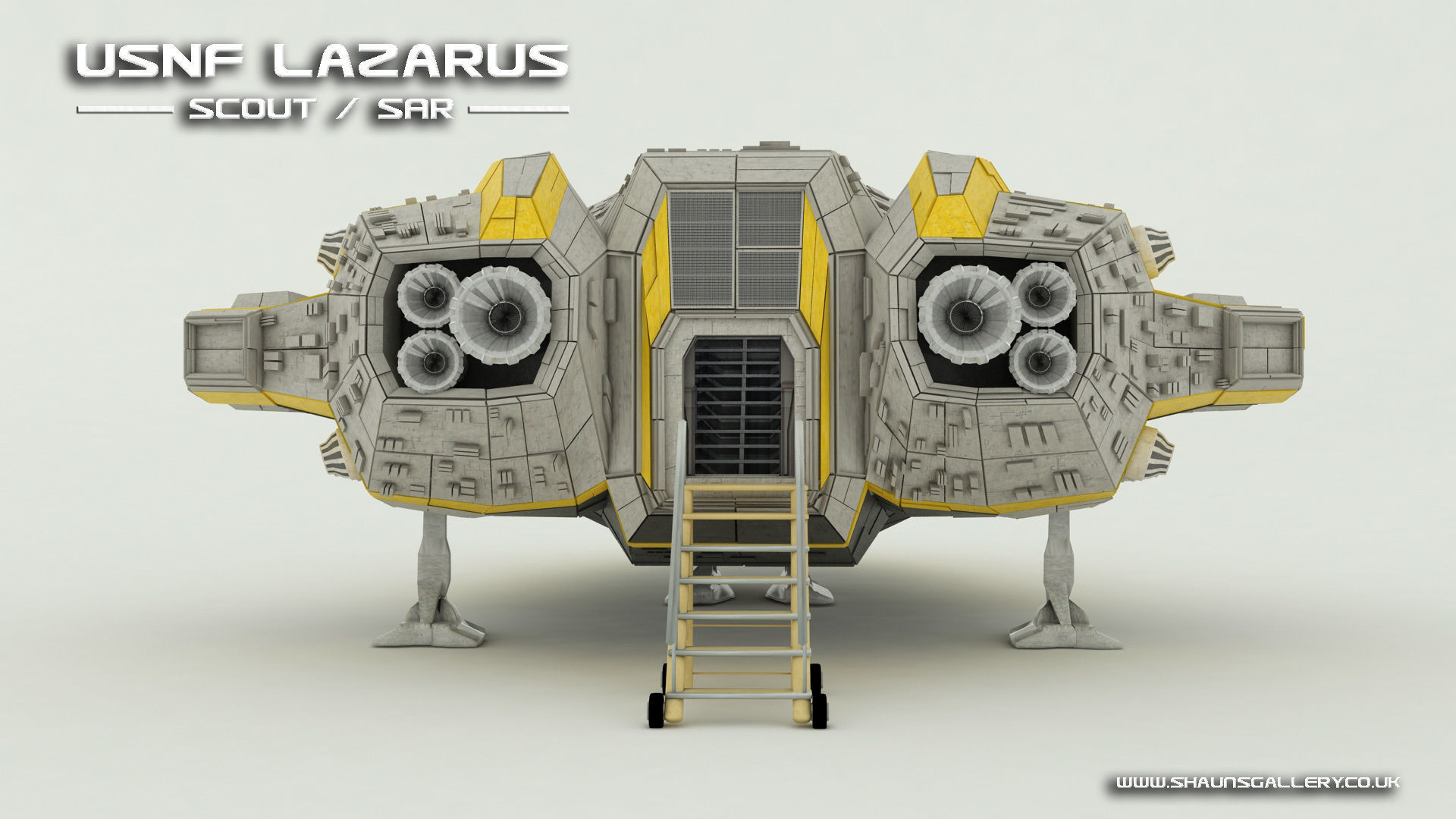 USNF Lazarus Spaceship with full Interior Low-poly 3D model_6