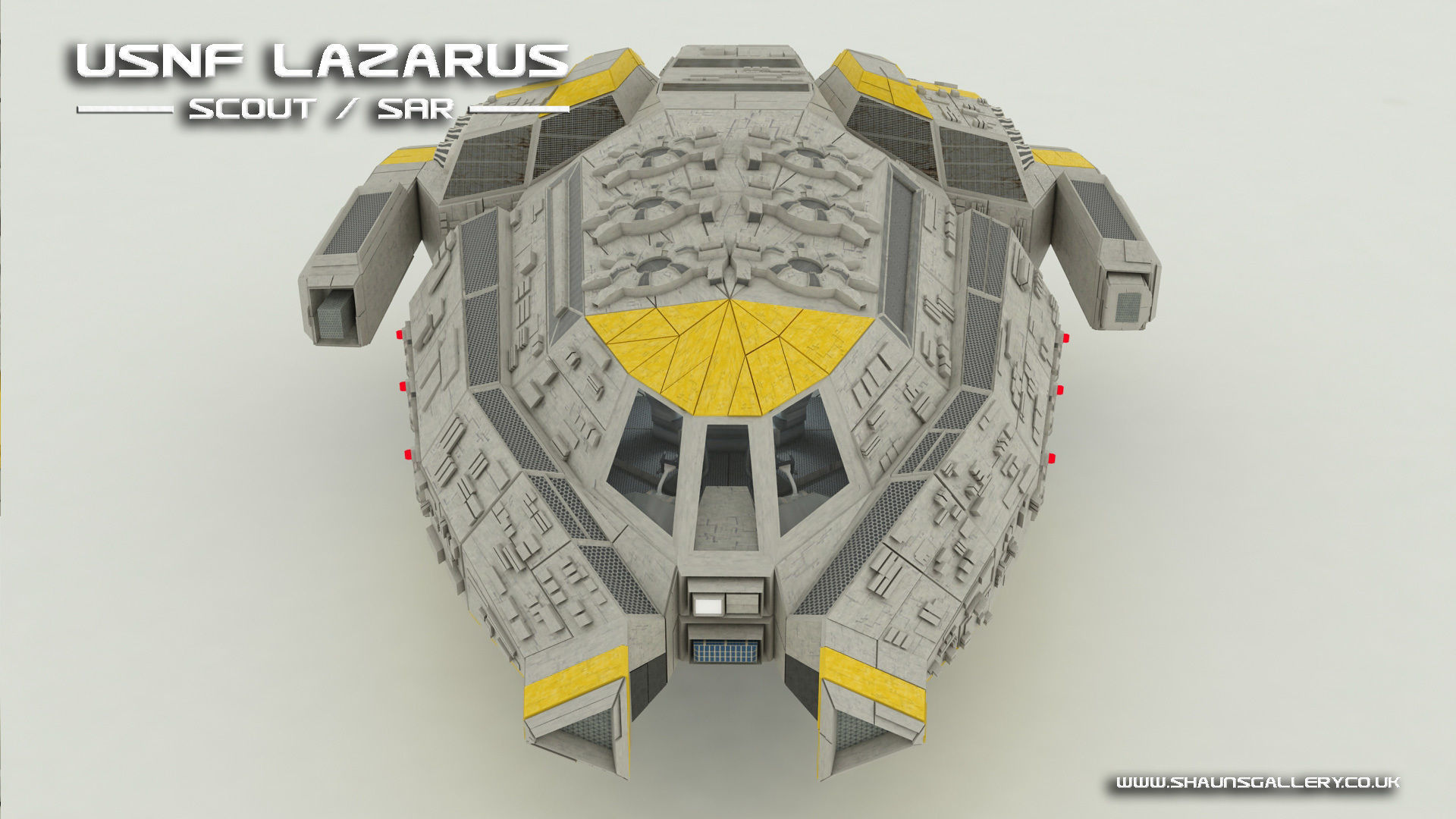 USNF Lazarus Spaceship with full Interior Low-poly 3D model_1