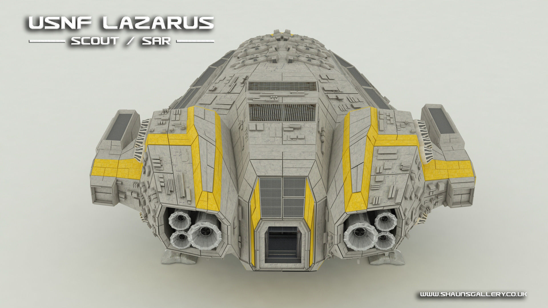 USNF Lazarus Spaceship with full Interior Low-poly 3D model_4