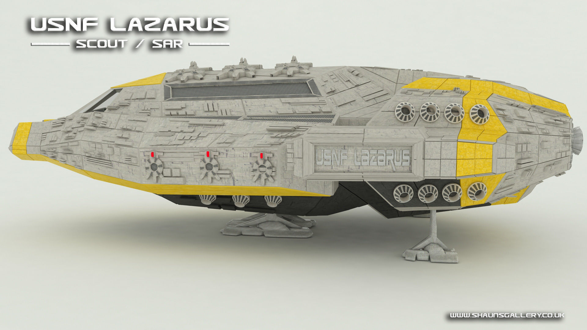 USNF Lazarus Spaceship with full Interior Low-poly 3D model_3