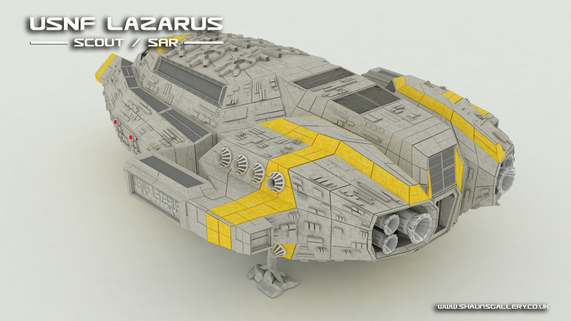 USNF Lazarus Spaceship with full Interior Low-poly 3D model_17