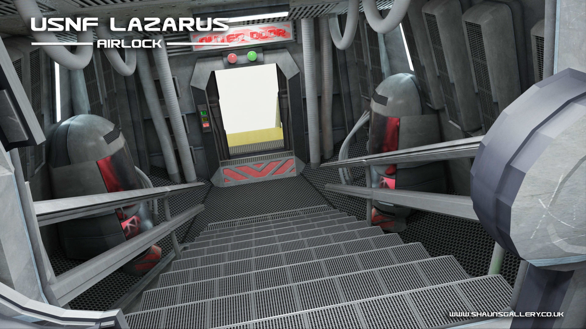 USNF Lazarus Spaceship with full Interior Low-poly 3D model_8