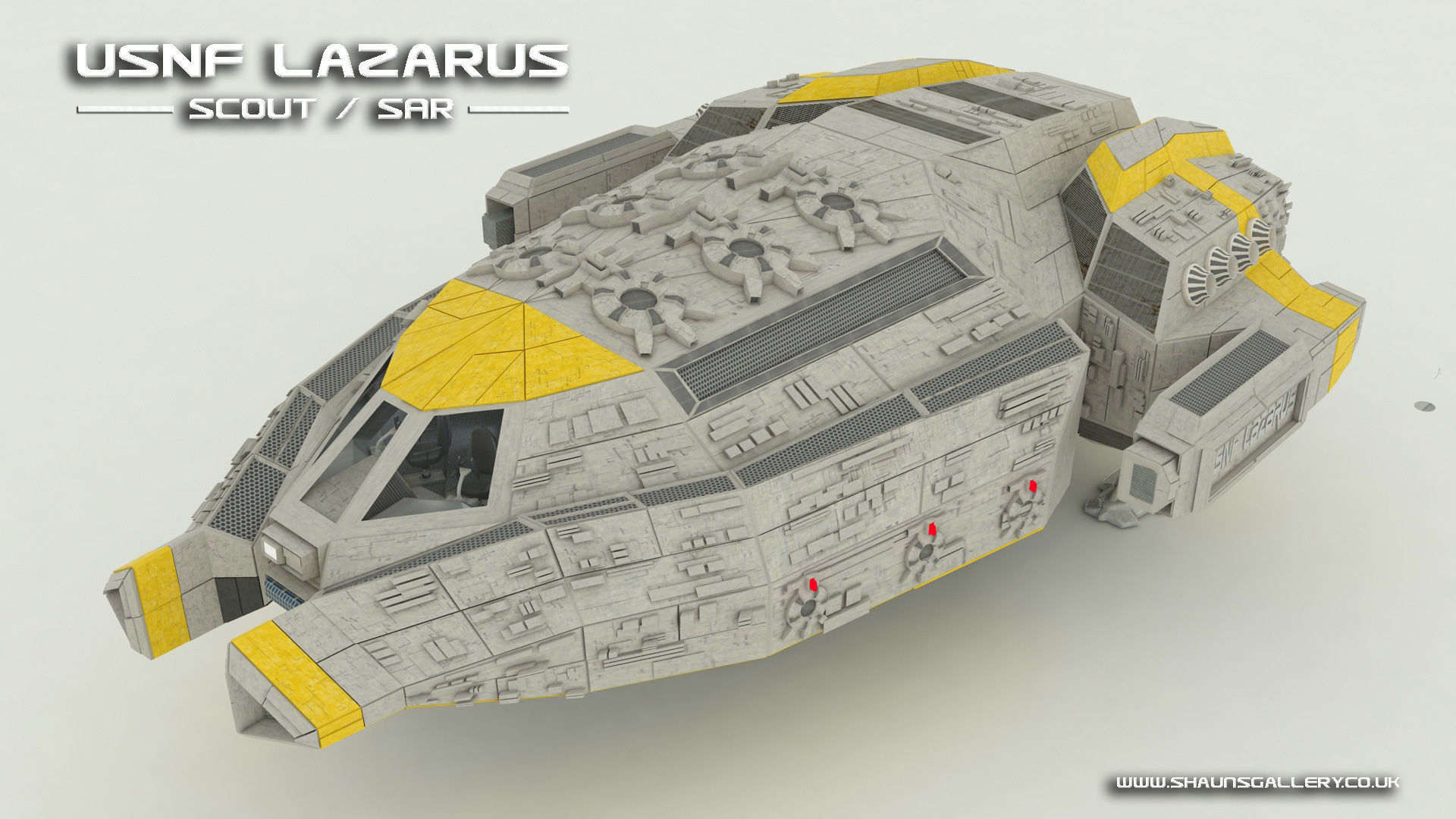 USNF Lazarus Spaceship with full Interior Low-poly 3D model_2