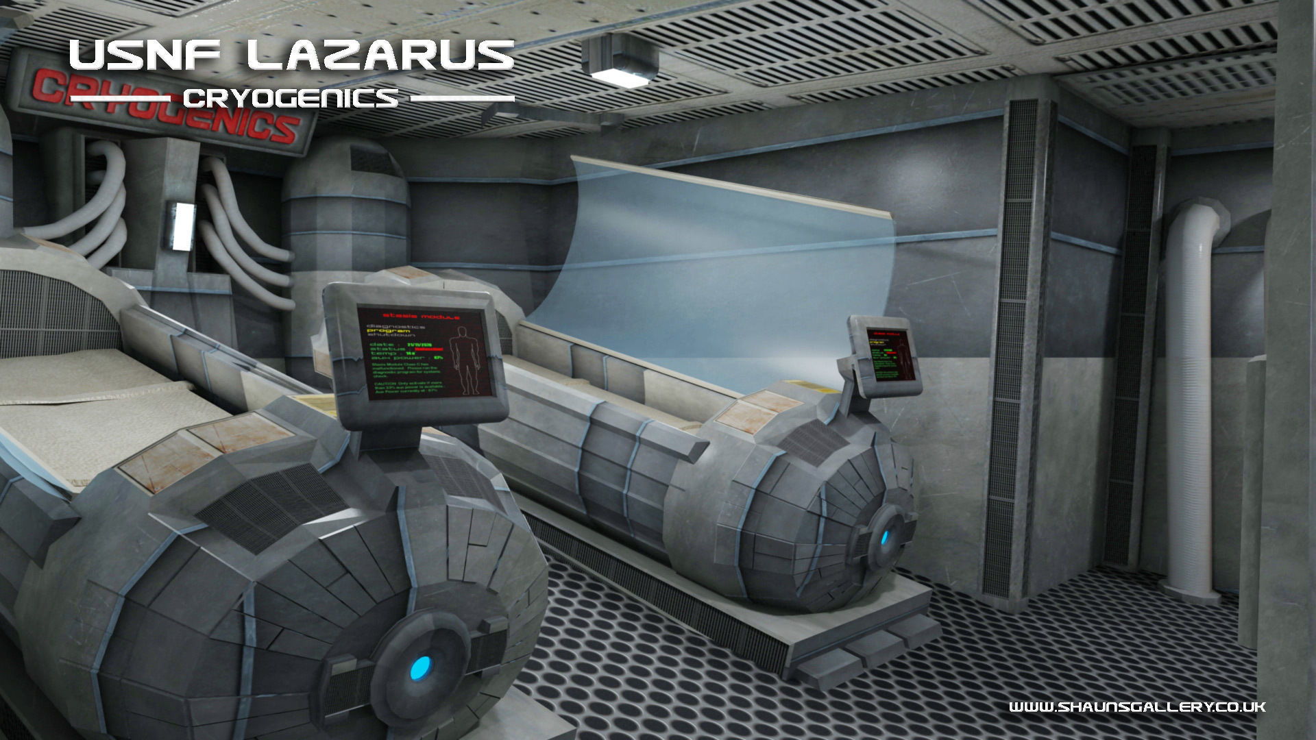 USNF Lazarus Spaceship with full Interior Low-poly 3D model_12