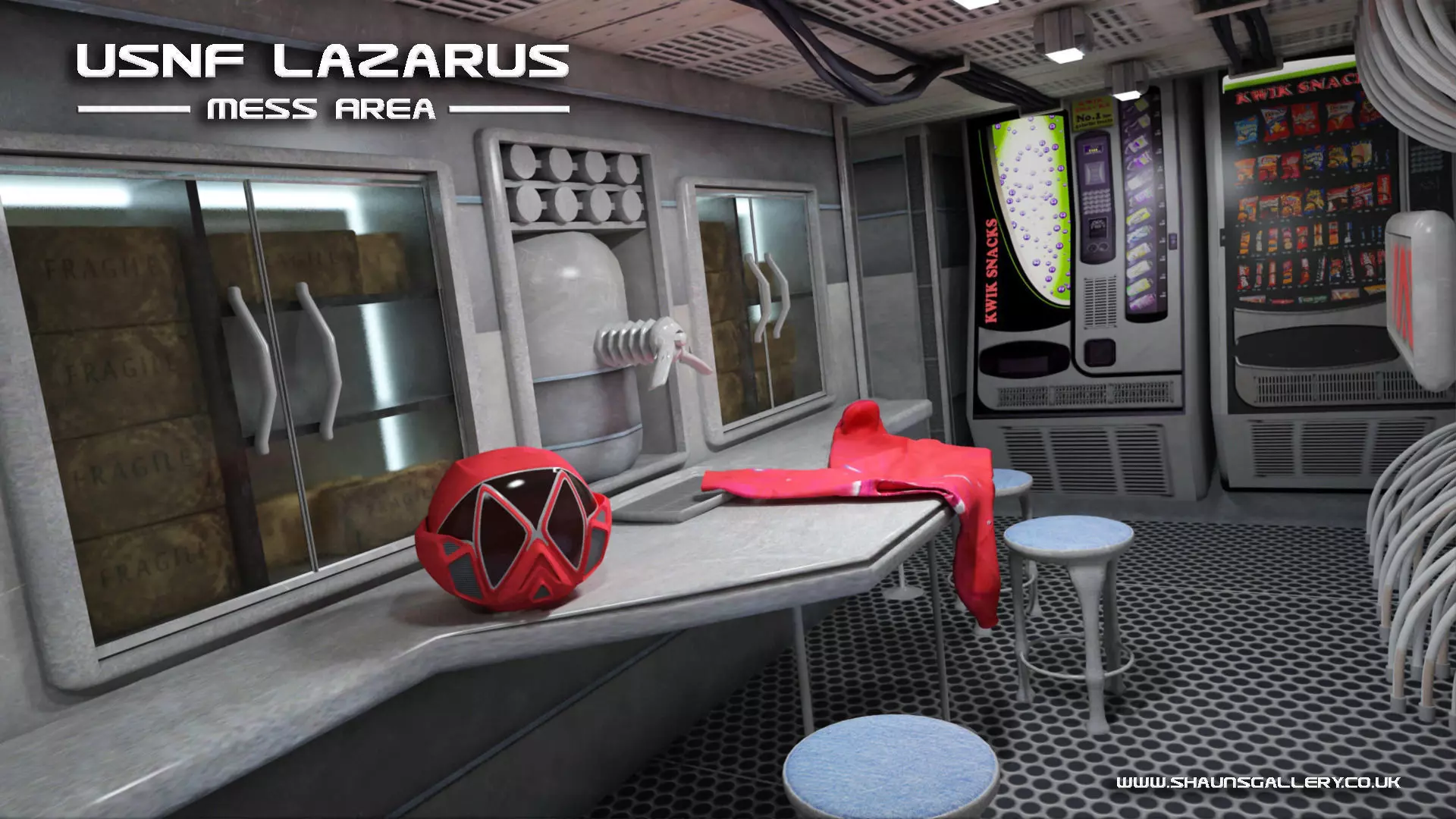 USNF Lazarus Spaceship with full Interior Low-poly 3D model_0