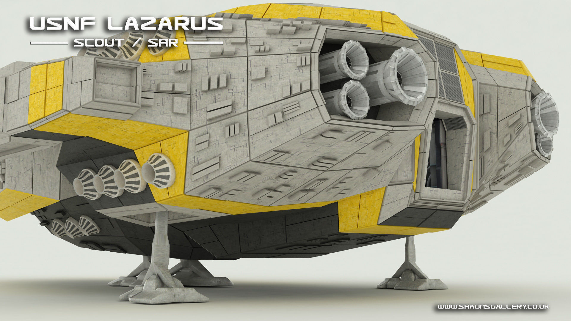 USNF Lazarus Spaceship with full Interior Low-poly 3D model_5