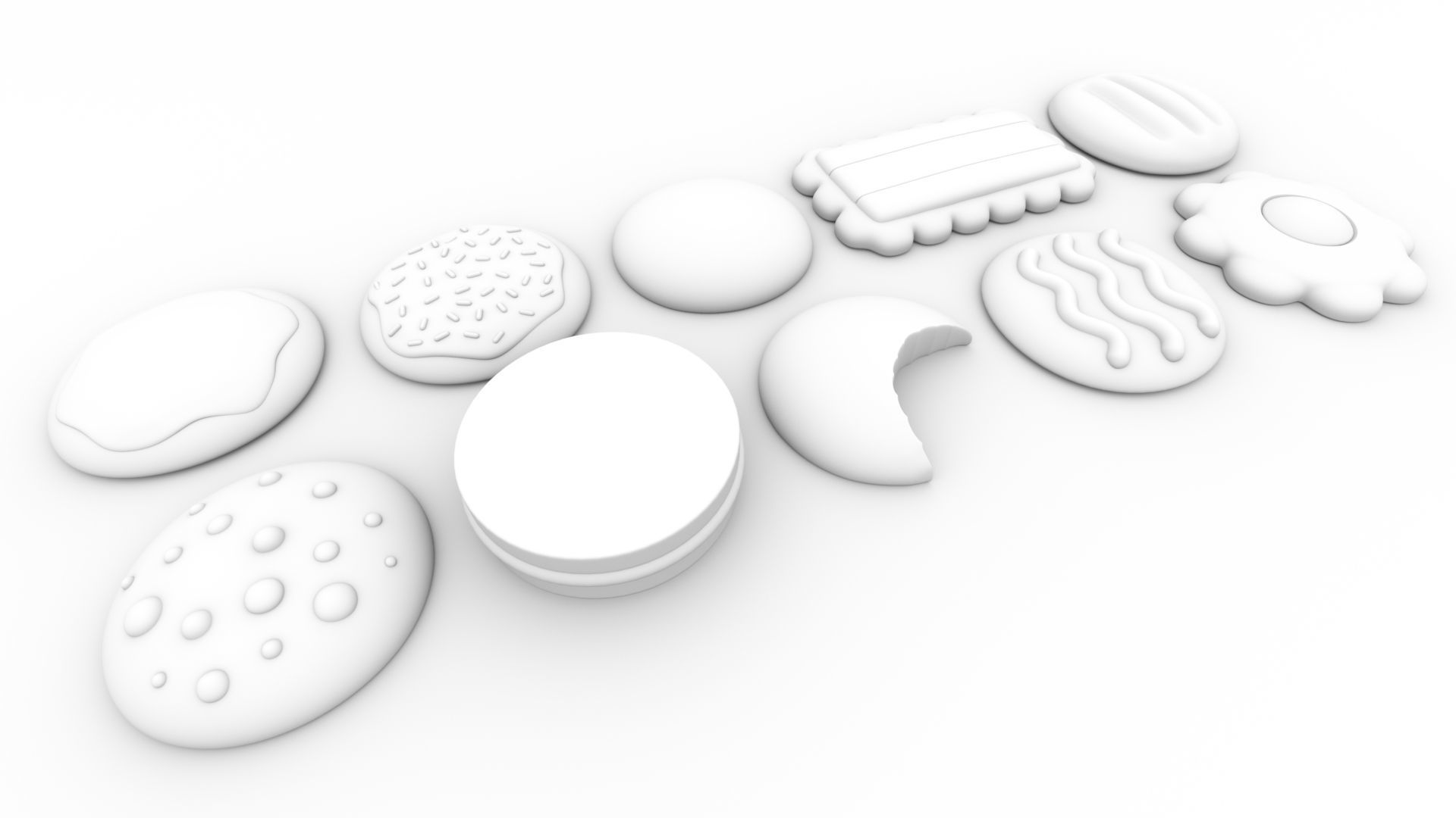 Cartoon Cookies and Biscuits Assorted Low-poly 3D model_2