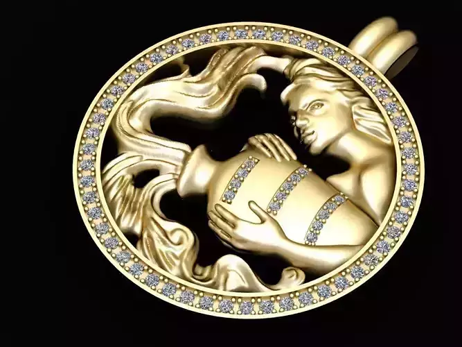 Zodiak 1 zodiac pendant with woman holding cup