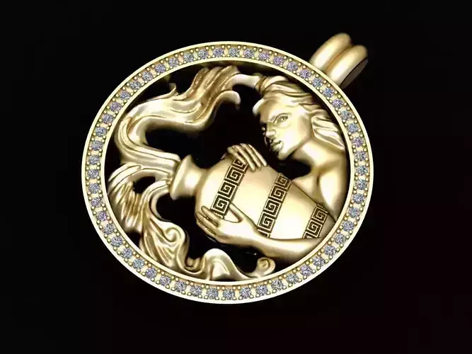 Zodiak 2 gold pendant with diamonds