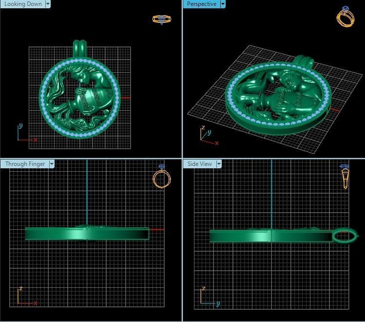 Zodiak 2 gold pendant with diamonds 3D print model_4