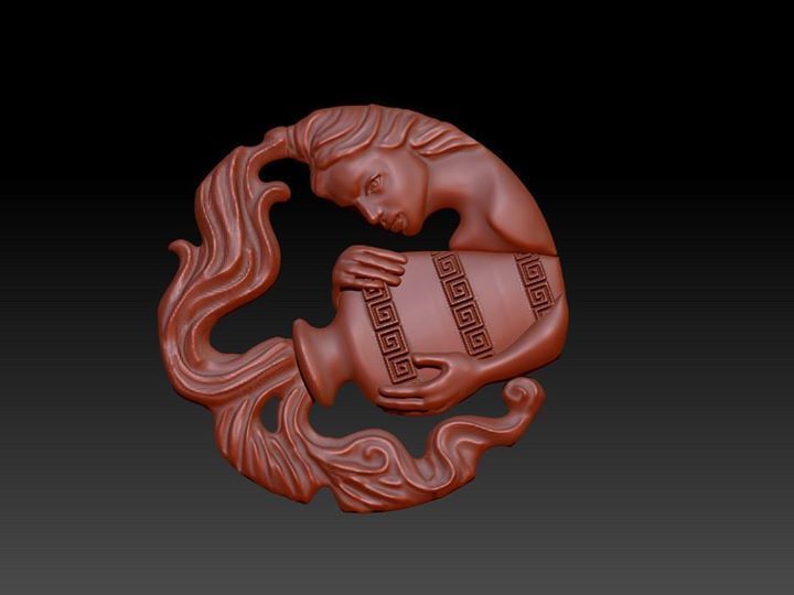 Zodiak 2 gold pendant with diamonds 3D print model_3