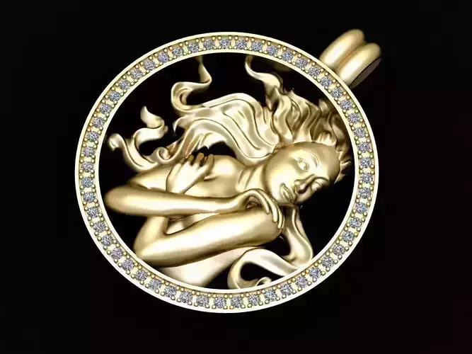 Zodiak 3 gold pendant with woman
