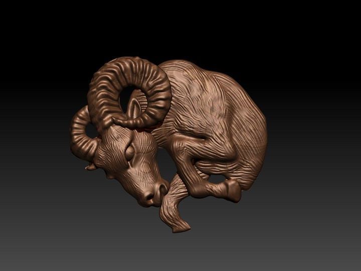 Zodiak 4 zodiac ram pendant gold with diamonds 3D print model_2