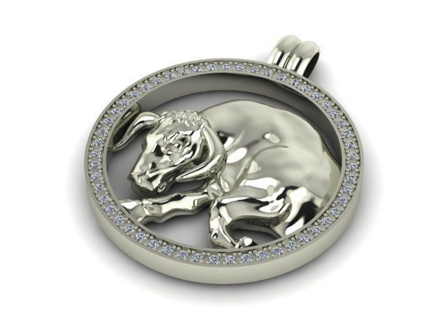 Zodiak 6 gold bull pendant with diamonds 3D print model_3