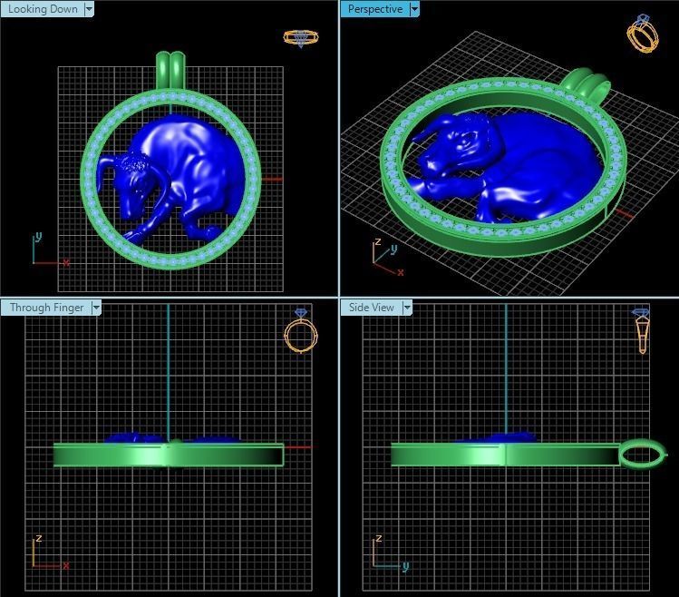 Zodiak 6 gold bull pendant with diamonds 3D print model_4