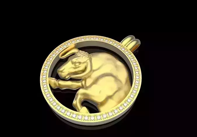 Zodiak 6 gold bull pendant with diamonds