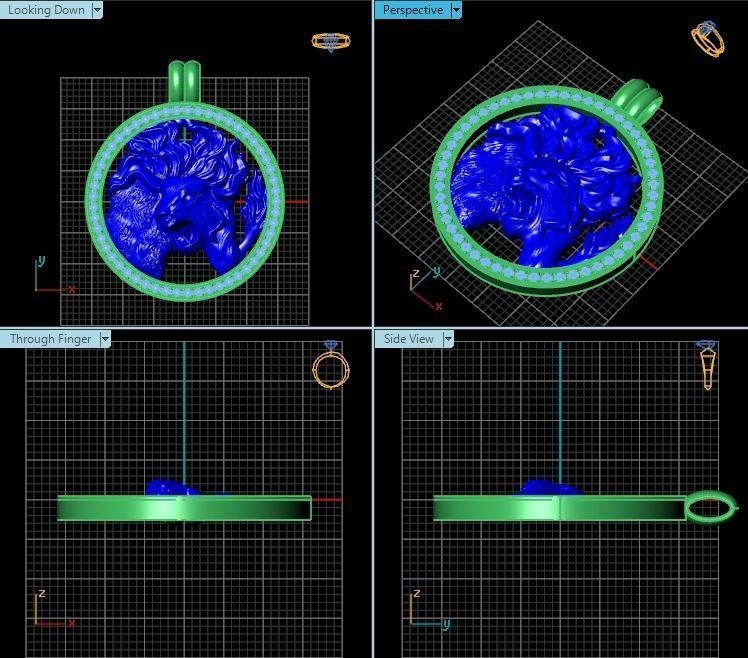 Zodiak 7 lion pendant gold with diamonds 3D print model_4