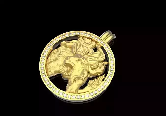 Zodiak 7 lion pendant gold with diamonds