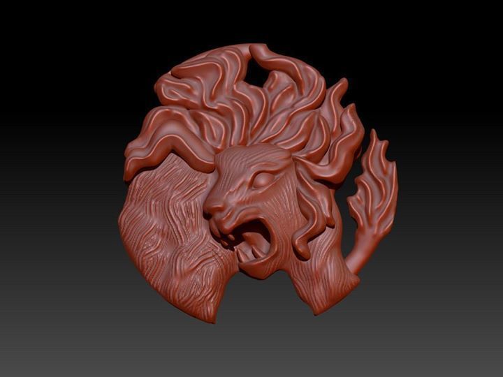 Zodiak 7 lion pendant gold with diamonds 3D print model_2