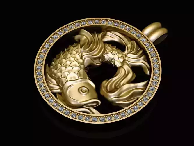 Zodiak 8 gold koi fish pendant 3D print model