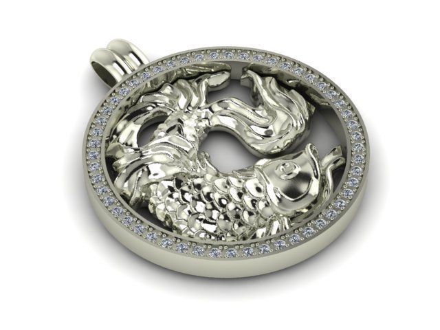 Zodiak 8 gold koi fish pendant 3D print model_3