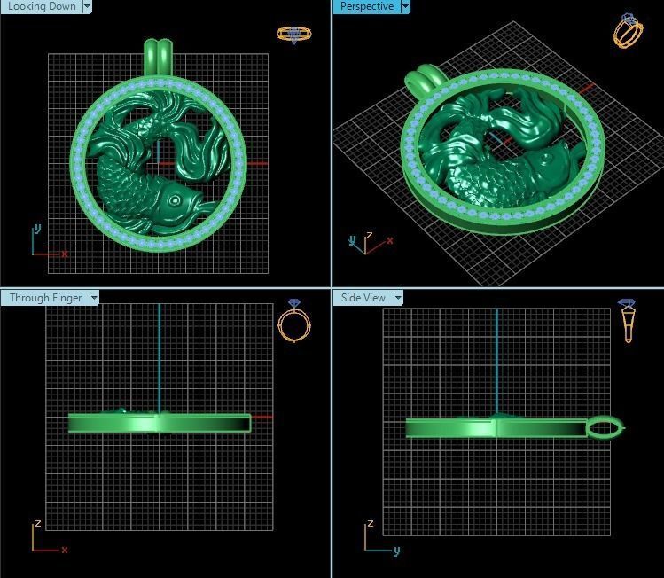 Zodiak 8 gold koi fish pendant 3D print model_4