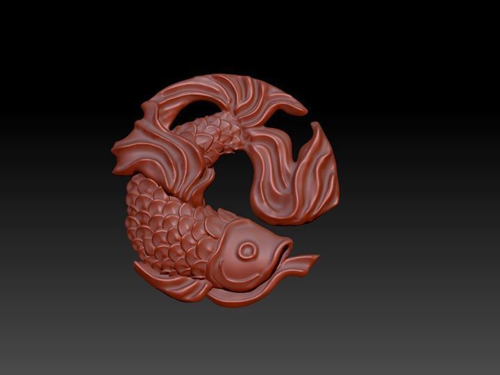 Zodiak 8 gold koi fish pendant 3D print model_2