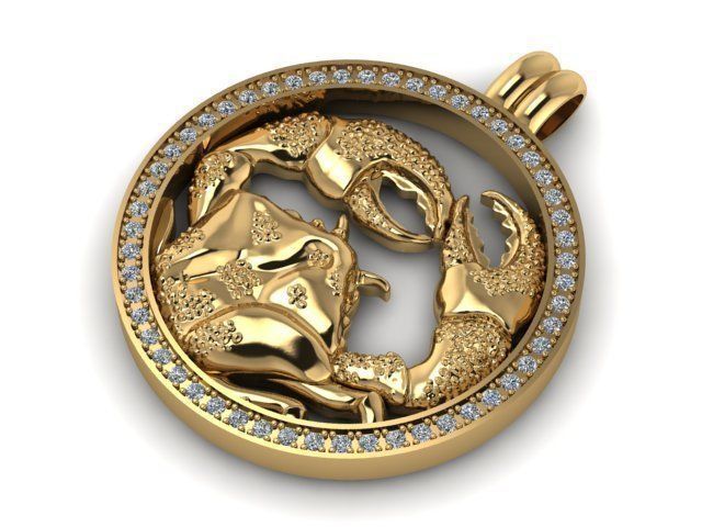 Zodiak 9 zodiac pendant with diamonds 3D print model_1