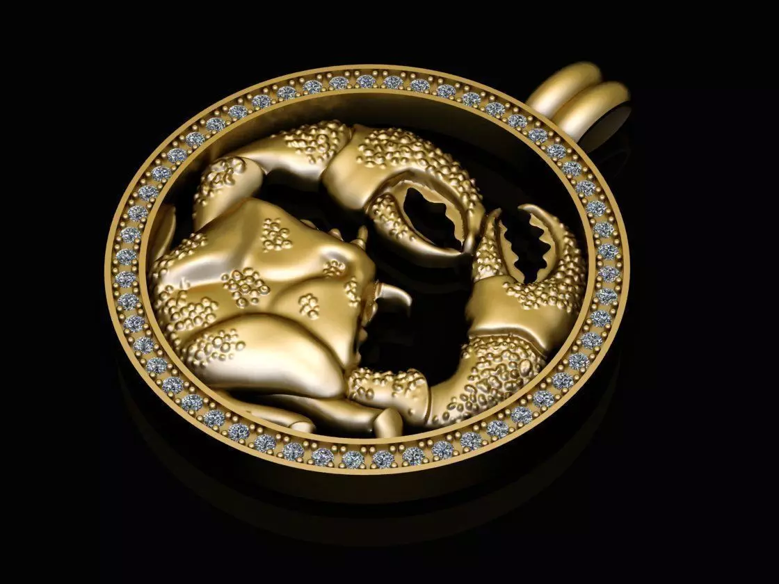 Zodiak 9 zodiac pendant with diamonds 3D print model_0