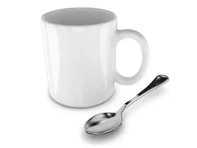Promotional Mug And Spoon Realistic  3D model