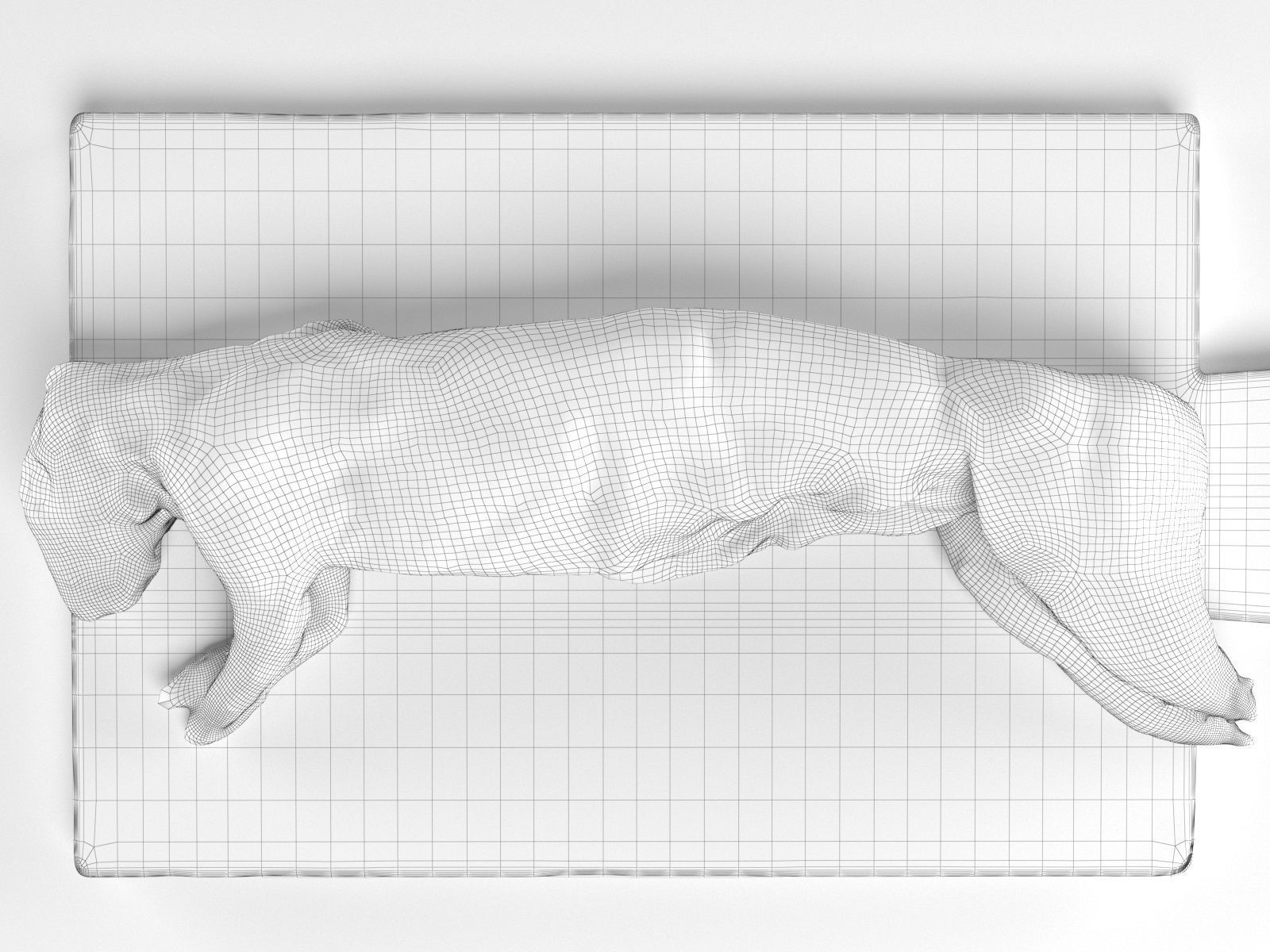 Meat 6 rabbit lying on wooden cutting board 3D model_4