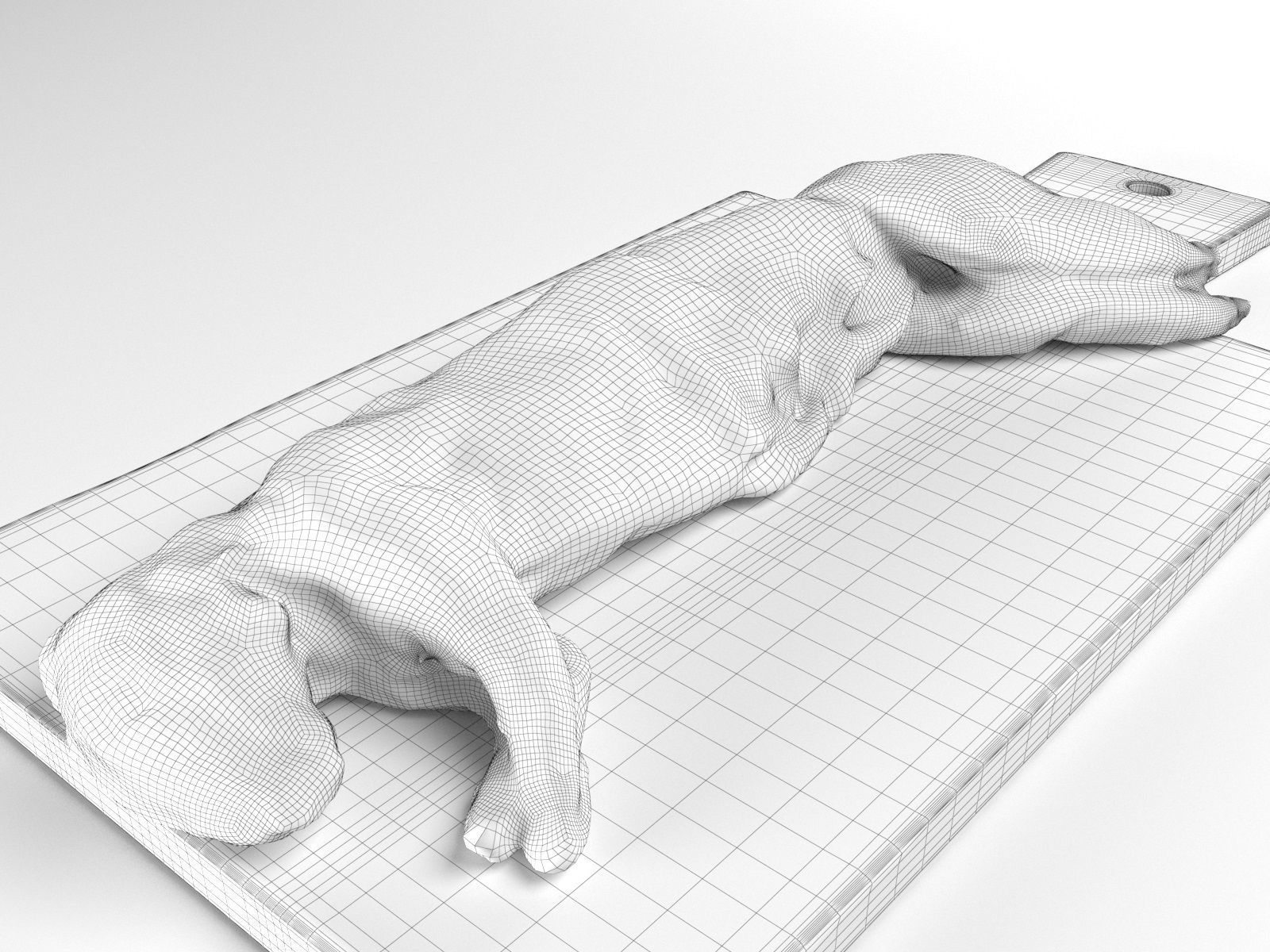 Meat 6 rabbit lying on wooden cutting board 3D model_3
