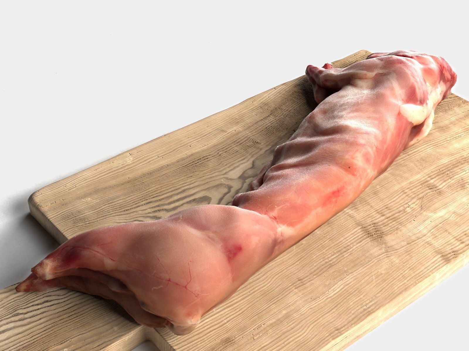 Meat 6 rabbit lying on wooden cutting board 3D model_1