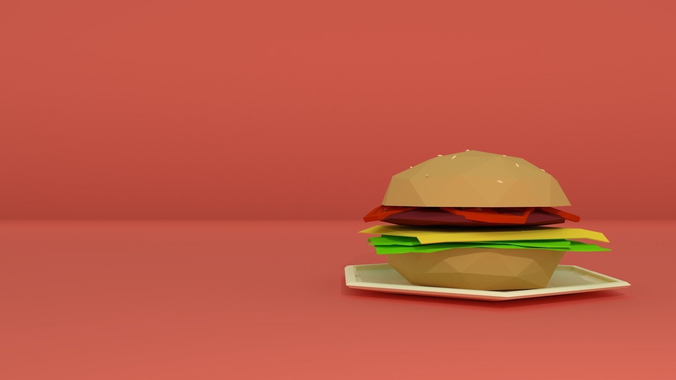 Lowpoly Burger hamburger Low-poly 3D model