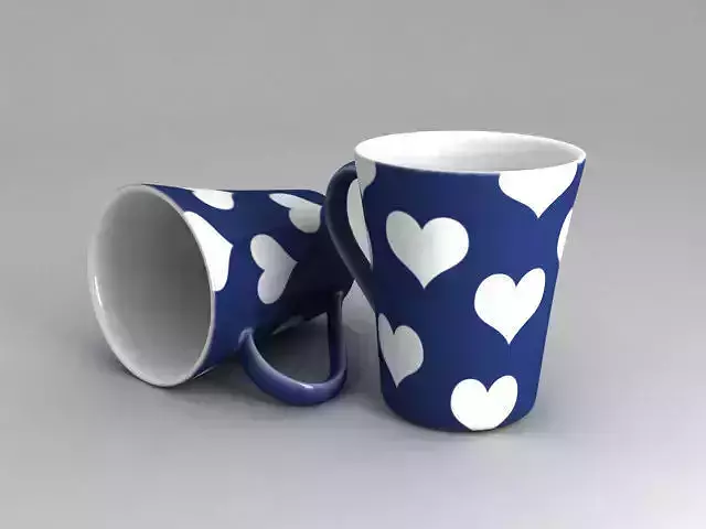 Mug with 3 different textures Low-poly 3D model