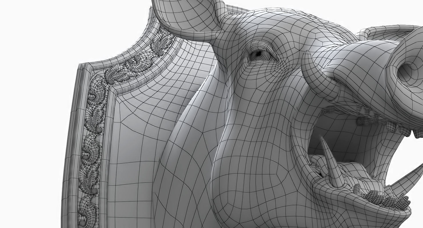 Wild boar head trophy 3D model_16