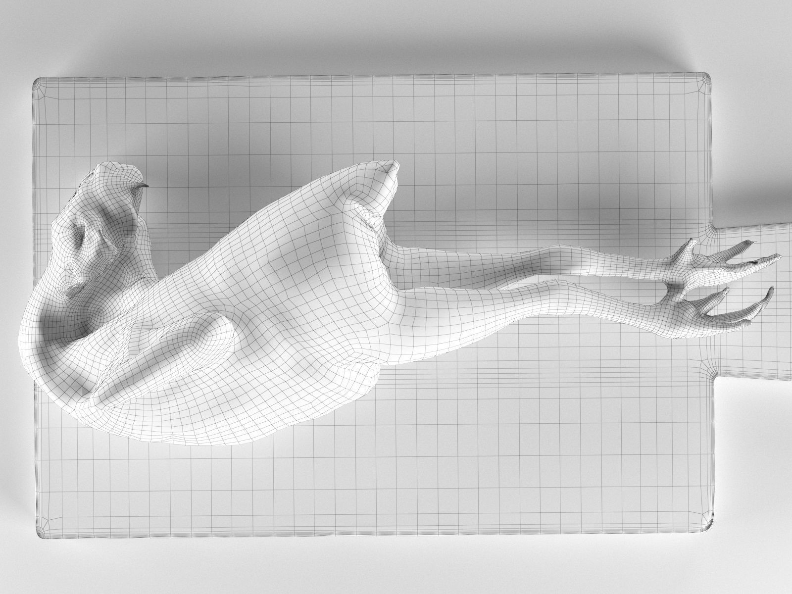 Meat 4 chicken on wooden cutting board 3D model_4